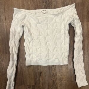 Aeropostale Off-Shoulder White Sweater